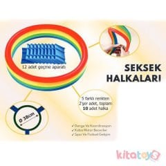 Seksek Halkaları Ø 38 cm (10'Lu Koordinasyon HulaHop Çemberleri Atlama Seti) Aktivite