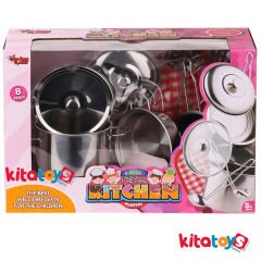 Çelik Tencere Tava Seti 8 Parça (Paslanmaz Mutfak Metal Oyuncak) 1818-3