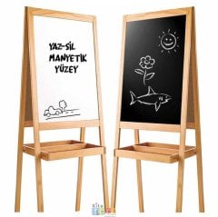 Ahşap Manyetikli Yazı Tahtası Çift Taraflı (Ayaklı)