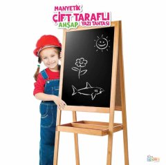 Ahşap Manyetikli Yazı Tahtası Çift Taraflı (Ayaklı)