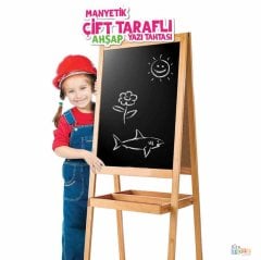 Ahşap Manyetikli Yazı Tahtası Çift Taraflı (Ayaklı)