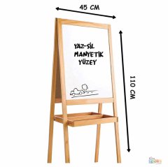 Ahşap Manyetikli Yazı Tahtası Çift Taraflı (Ayaklı)