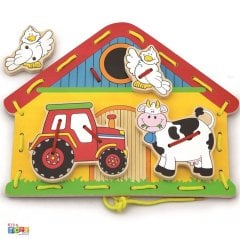İpli Çiftlik Beceri Geliştirici Eğitici Oyuncak (Dikiş Dikme Seti)