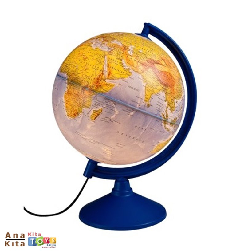 Işıklı Dünya Küre 20 cm (Fiziki+Siyasi Maket)