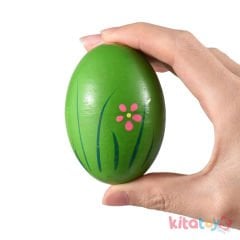 Yumurta Marakas (Desenli Renkli Ahşap Müzik Materyali)