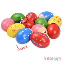 Yumurta Marakas (Desenli Renkli Ahşap Müzik Materyali)