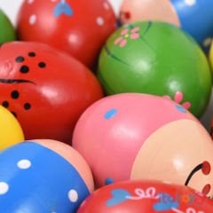 Yumurta Marakas (Desenli Renkli Ahşap Müzik Materyali)