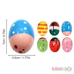 Yumurta Marakas (Desenli Renkli Ahşap Müzik Materyali)