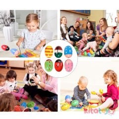 Yumurta Marakas (Desenli Renkli Ahşap Müzik Materyali)