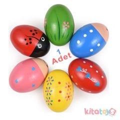 Yumurta Marakas (Desenli Renkli Ahşap Müzik Materyali)