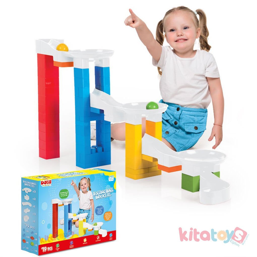 Top Yuvarlama Blokları XL 79 Parça (Eğitici Toplu Yapı Blokları Lego) Dolu