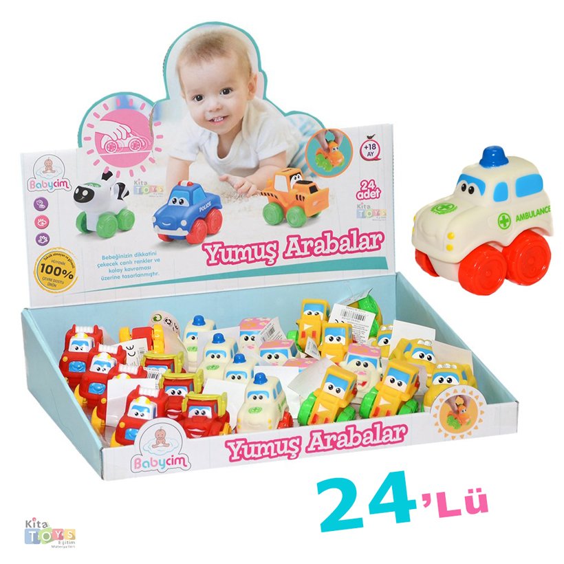 Yumuş İş Arabaları (Kamyoncuklar) 24 Adet (Yumuşak Kırılmaz-Dayanıklı) Arabalar
