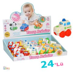 Yumuş İş Arabaları (Kamyoncuklar) 24 Adet (Yumuşak Kırılmaz-Dayanıklı) Arabalar