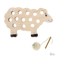 Kırpık İp Geçirme (Ahşap Eğitici Oyuncak) Kuzu (Dikiş-Dikme Seti)