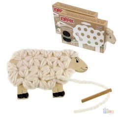 Kırpık İp Geçirme (Ahşap Eğitici Oyuncak) Kuzu (Dikiş-Dikme Seti)