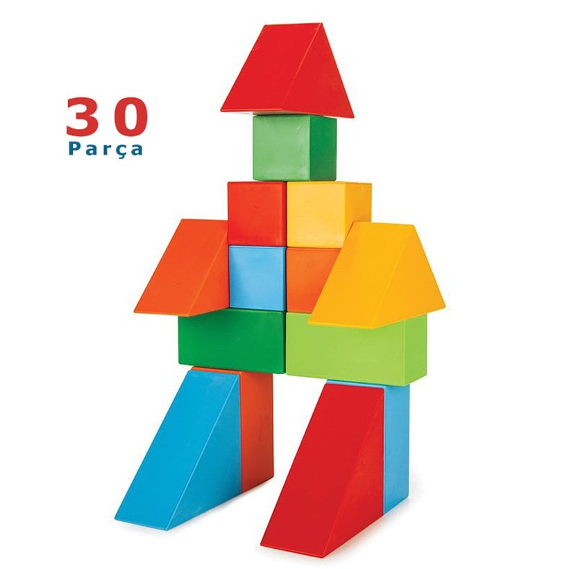 Büyük Bloklar Bloklar 30 Parça (Geometrik Şekiller  Anaokulu Materyalleri)
