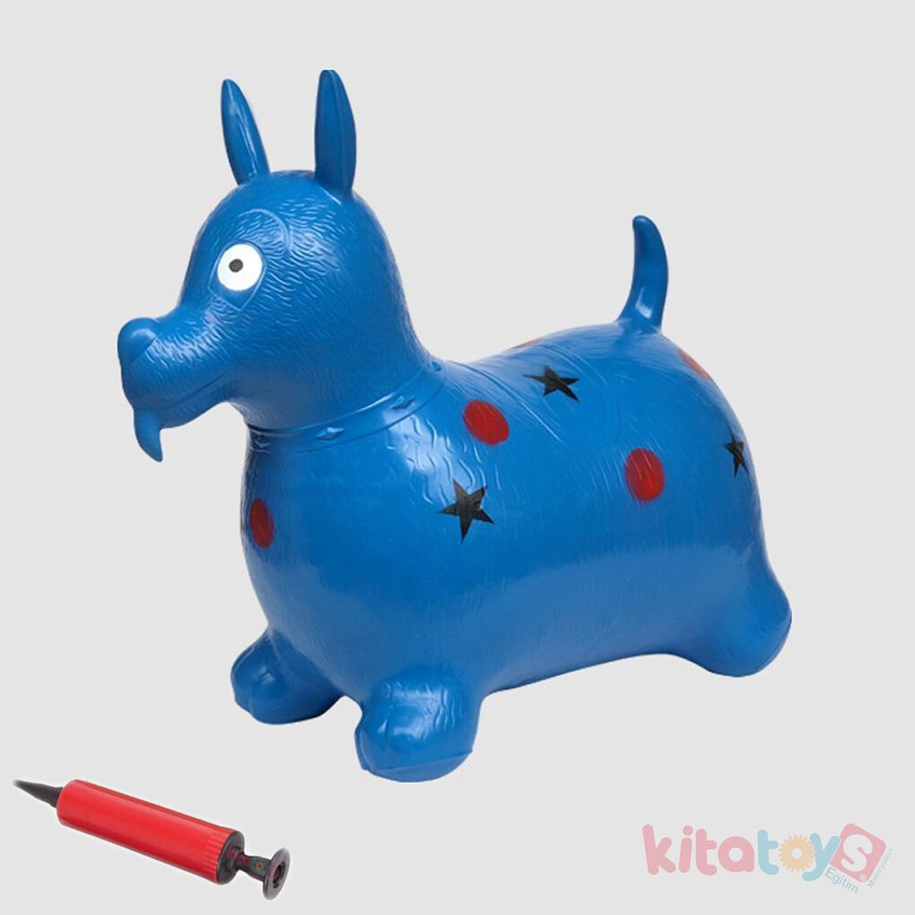 Oyuncak Şişme Hayvan KÖPEK (Zıp Zıp Zıplama Pilates) Mavi