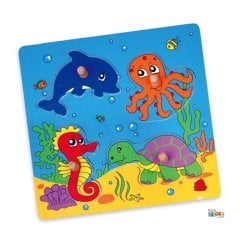 Tutmalı Deniz Hayvanları Puzzle (Okul Öncesi Oyuncak)