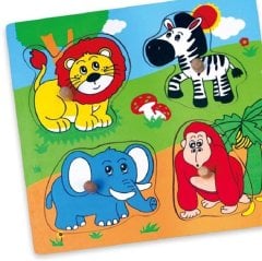 Tutmalı Vahşi Hayvanlar Puzzle (Okul Öncesi Oyuncak)
