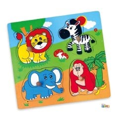 Tutmalı Vahşi Hayvanlar Puzzle (Okul Öncesi Oyuncak)