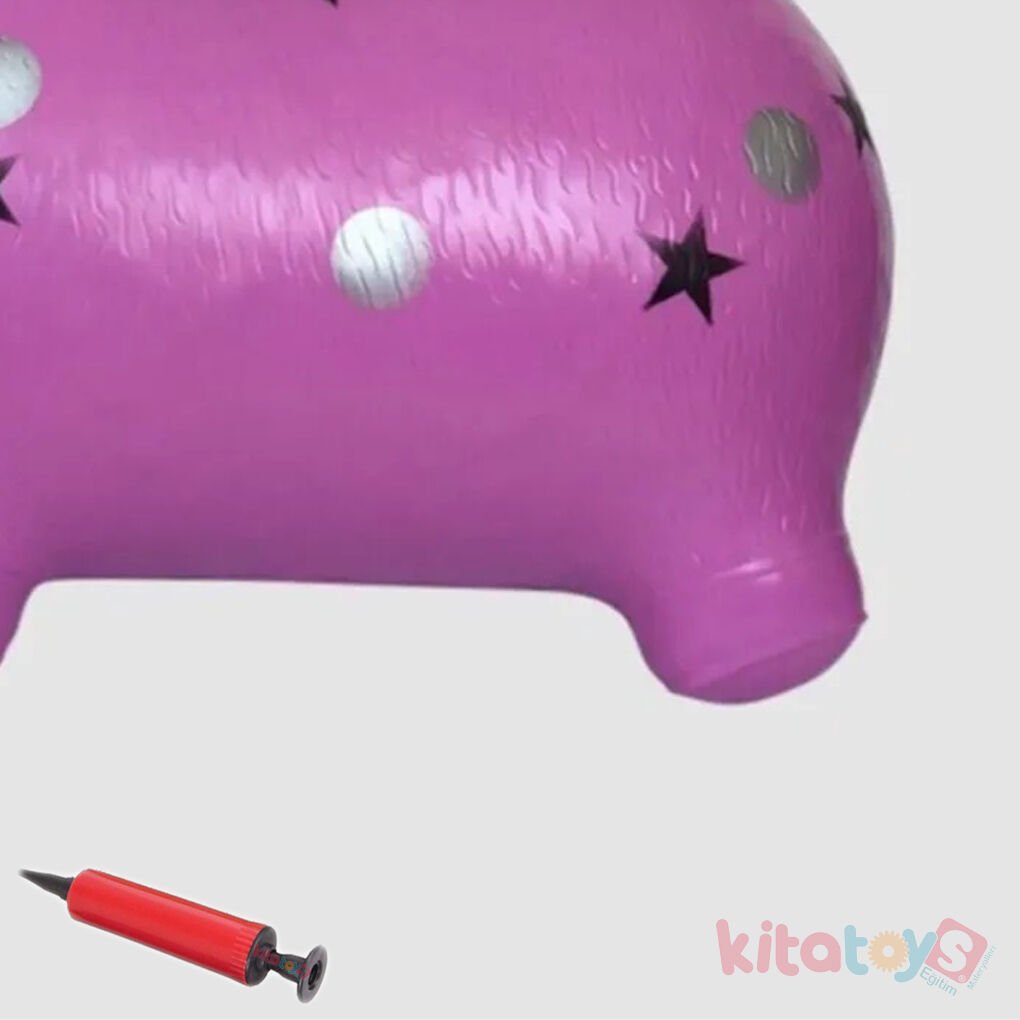 Zıp Zıp Şişme Hayvan GEYİK (Zıplayan Oyuncak Plates) Sağlam-Dayanıklı Mor