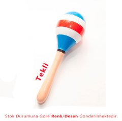 Ahşap Marakas (Tekli) Renkli-Figürlü Orff Aleti