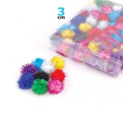3 cm Simli Ponpon 30 Adet (Sanat Malzemesi)