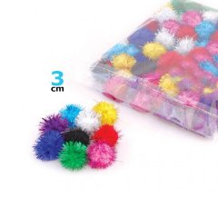 3 cm Simli Ponpon 30 Adet (Sanat Malzemesi)