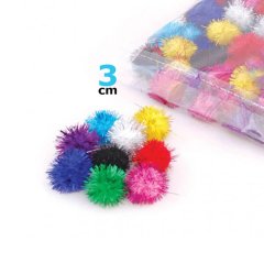 3 cm Simli Ponpon 30 Adet (Sanat Malzemesi)
