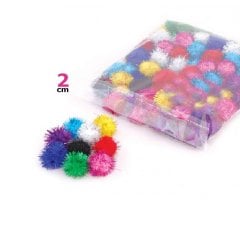 2 cm Simli Ponpon 100 Adet (Sanat Malzemeleri)