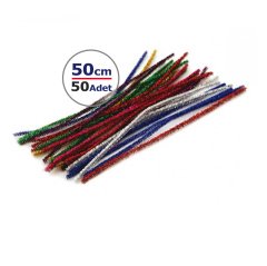 50 cm Simli Metalik Şönil 50 Adet