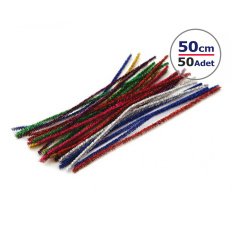 50 cm Simli Metalik Şönil 50 Adet