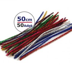 50 cm Simli Metalik Şönil 50 Adet