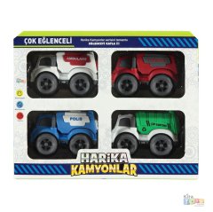 4'lü Kırılmaz Harika Kamyonlar Seti 1 (Araçlar Arabalar)