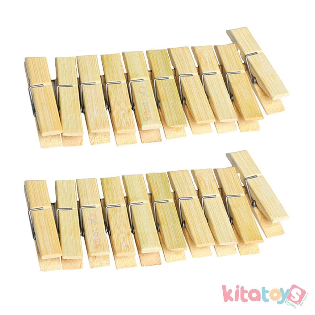Ahşap Bambu Mandal 20'Li Standart Boy (70 mm Çamaşır Mandalı)