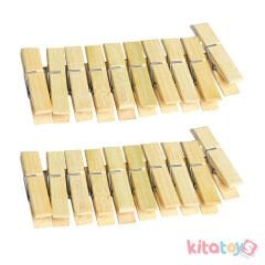 Ahşap Bambu Mandal 20'Li Standart Boy (70 mm Çamaşır Mandalı)
