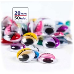 20mm Renkli Oynar Göz 50'Li (Kırtasiye Malzemeleri)