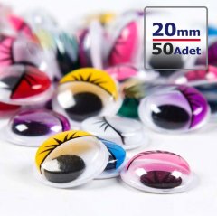 20mm Renkli Oynar Göz 50'Li (Kırtasiye Malzemeleri)