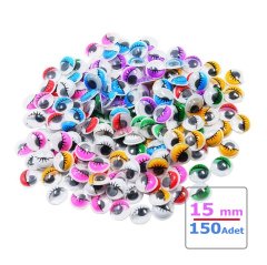 15 mm Renkli Oynar Göz 150'Li (Kırtasiye Malzemeleri)