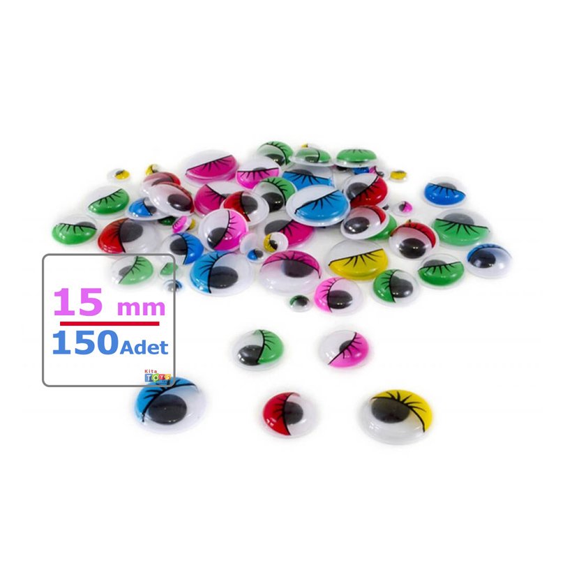 15 mm Renkli Oynar Göz 150'Li (Kırtasiye Malzemeleri)