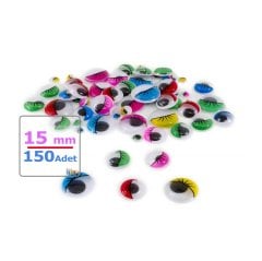 15 mm Renkli Oynar Göz 150'Li (Kırtasiye Malzemeleri)