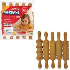 Ahşap Oyun Hamuru Merdane Seti 5'Li