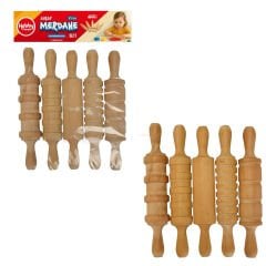 Ahşap Oyun Hamuru Merdane Seti 5'Li