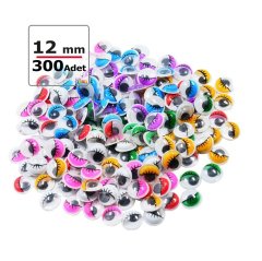 12 mm Renkli Oynar Göz 300'Lü (Kırtasiye Malzemeleri)