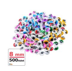 8 mm Renkli Oynar Göz 500'Lü (Kırtasiye Malzemeleri)