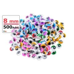 8 mm Renkli Oynar Göz 500'Lü (Kırtasiye Malzemeleri)