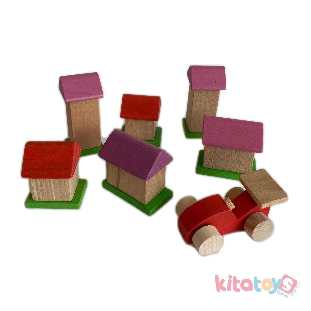 Mini Arabalı Şehir Seti (Ahşap Oyuncaklar)