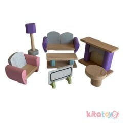 Mini Oturma Odası Takımı (Ahşap Evcilik Salon Seti)