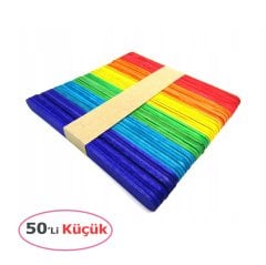 Renkli Dondurma Çubuk İnce 50'Lİ Küçük (Abeslang) Dil Çubuğu