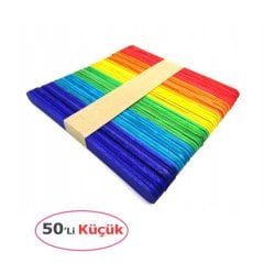 Renkli Dondurma Çubuk İnce 50'Lİ Küçük (Abeslang) Dil Çubuğu